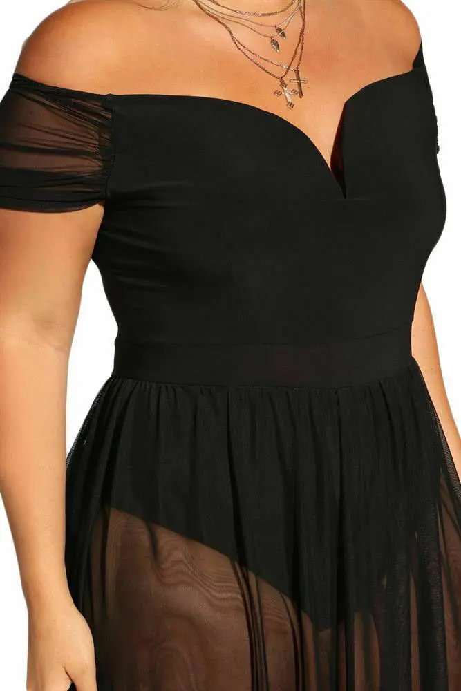 Sexy Plus Size Sheer Mesh Allure Bodysuit Dress - Image 4