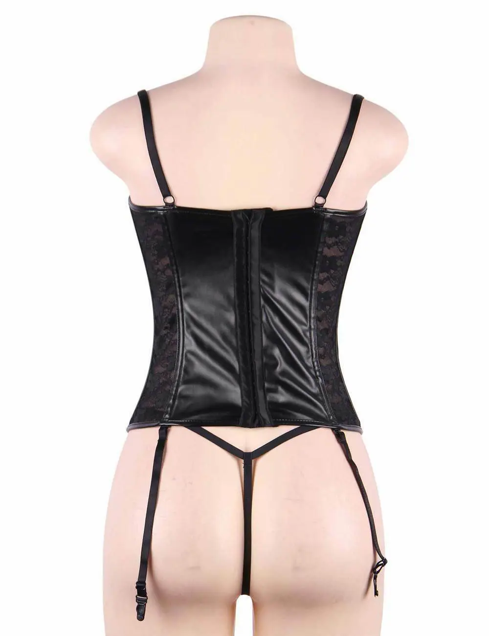 Sexy Sweetheart Faux Leather & Lace Garter Suspender Basque - Image 9