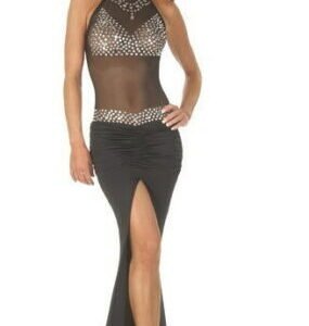 Sexy Black Long Rhinestone Evening Dress Size 8-12