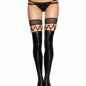 Sexy Faux Leather Net Hold Up Garter Stockings