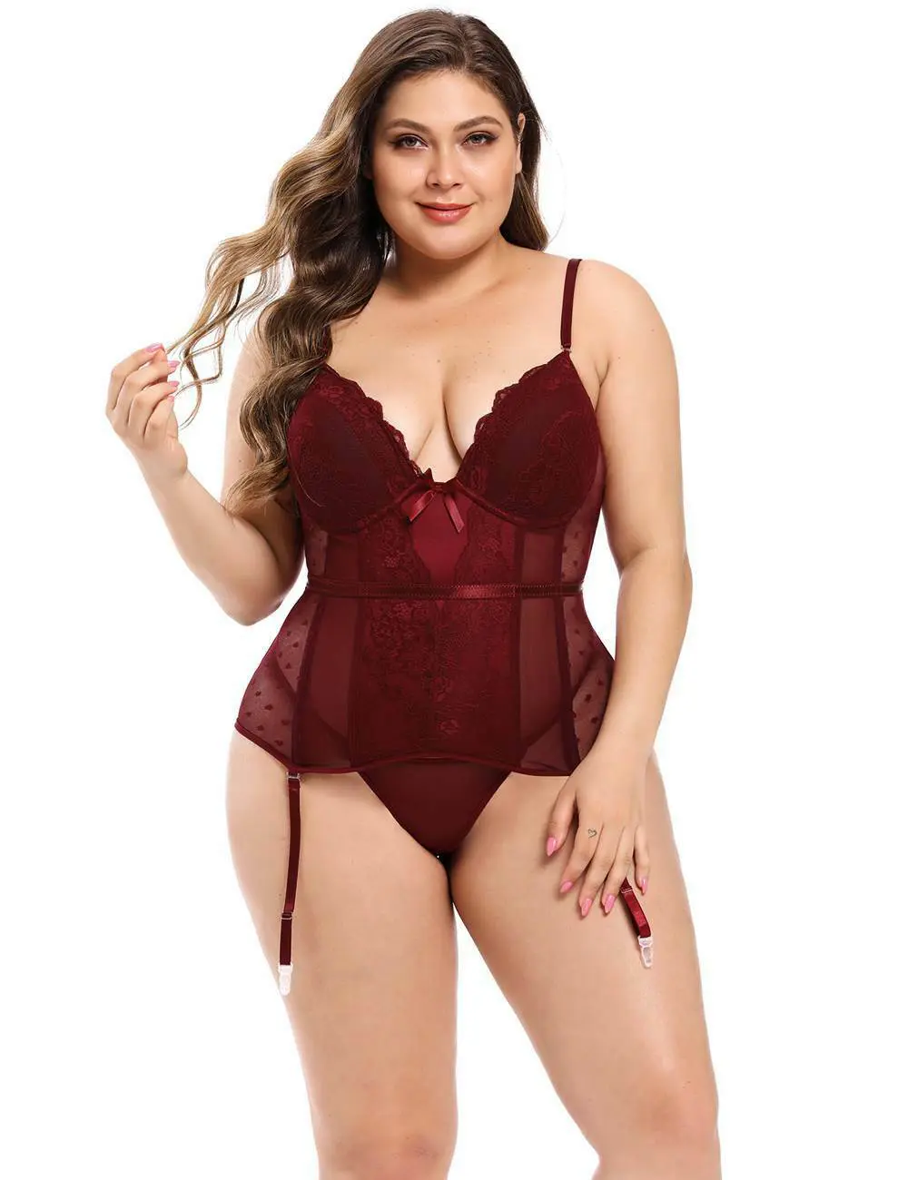 Sexy Black Lace & Heart Mesh Boned Corset Body Shaper - Image 9