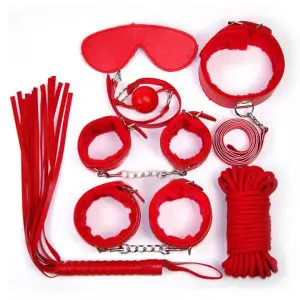 6pcs Red Leather Bondage Set