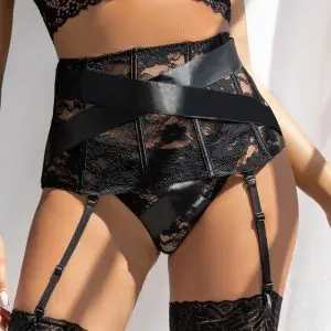 Sexy Lace High Rise Jarretelles Corset Garter Set