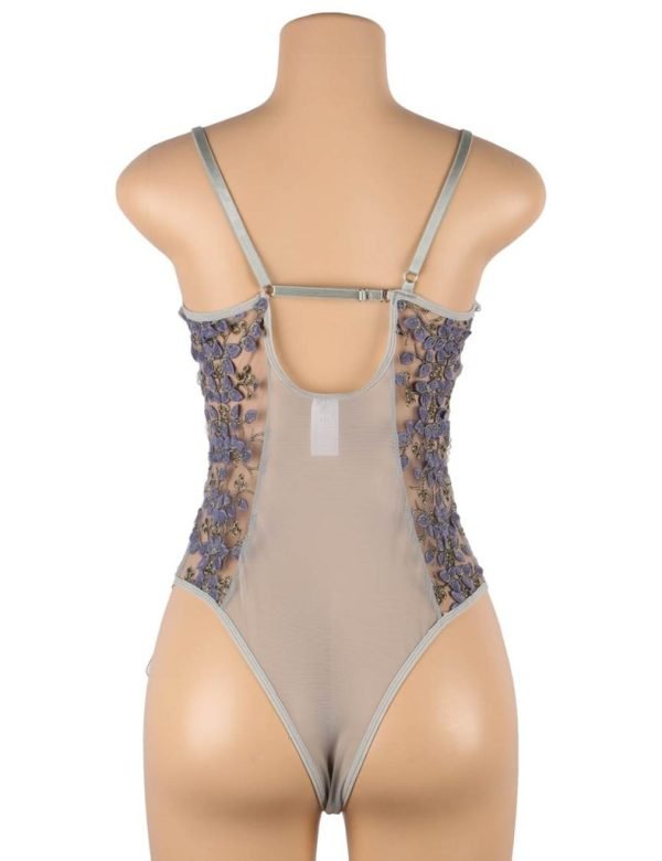 Embroidered Flower Lace Up Teddy - Image 18