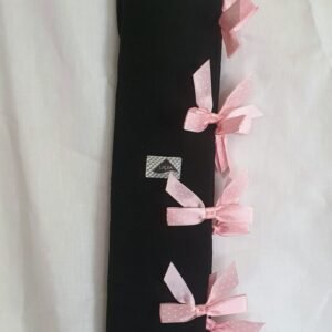 Vintage Pop My Cherry Black Overknee Socks With Pink Dotted Bows