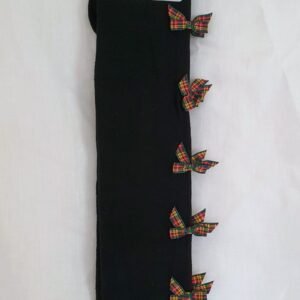 Vintage Pop My Cherry Black Overknee Socks With Tartan Bows