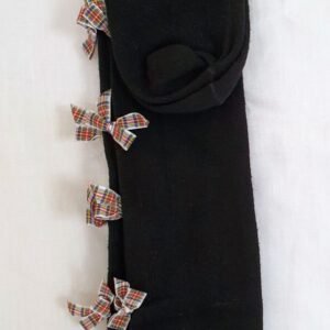 Vintage Pop My Cherry Black Overknee Socks With Plaid Bows