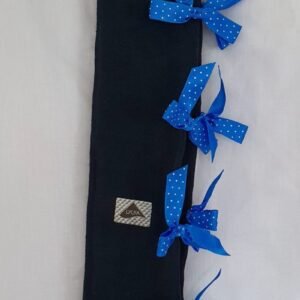 Vintage Pop My Cherry Black Overknee Socks With Blue Dotted Bows