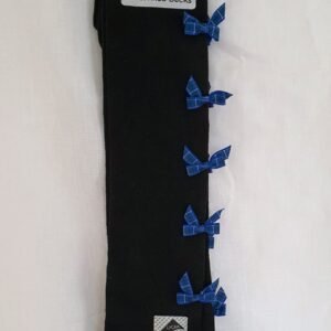 Vintage Pop My Cherry Black Overknee Socks With Blue Tartan Bows