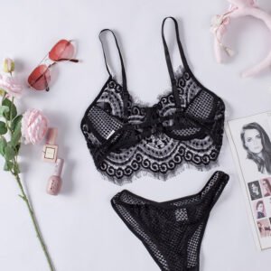 Sexy Eyelash Lace Bralette Set