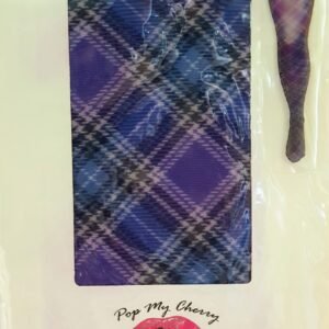 Vintage Pop My Cherry Purple & Blue Tartan Tights